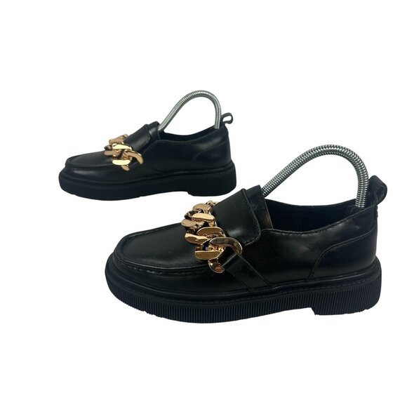 Kelsi Dagger Brooklyn Womens Black Leather Chain Loafers Size 6 - Picture 1 of 9